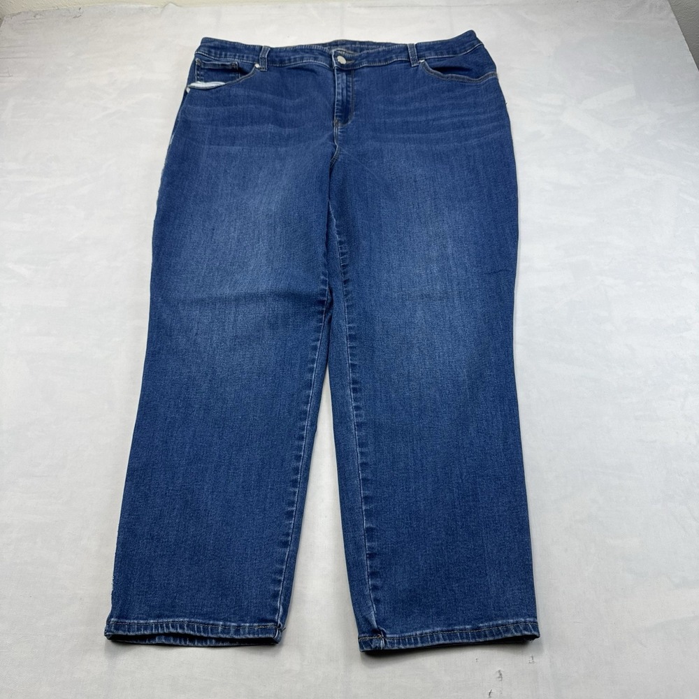 Chico's So Slimming Girlfriend Jeans Women's Size 3.5 (18-20) Blue Stretch Denim